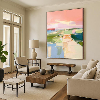 Pastel Toned Landscape-Inspired Abstract Painting HS562