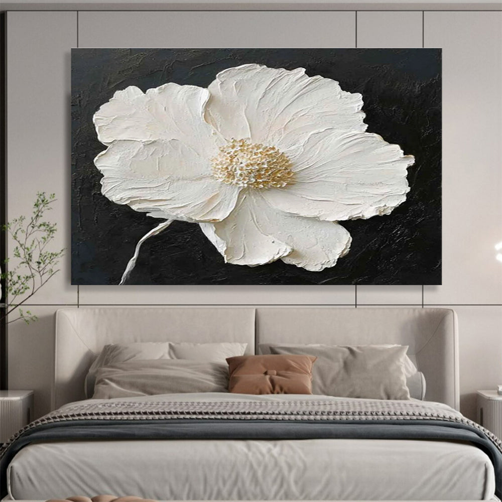 Huge Size White and Black Abstract Floral Painting WB207