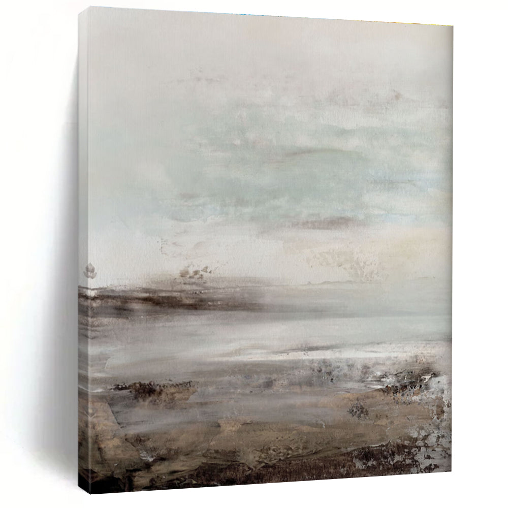 Gaint Canvas Art Gray & Beige Textured Landscape, Oversized Abstract Wall Art HS237