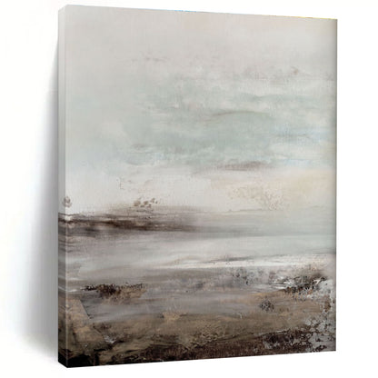 Gaint Canvas Art Gray & Beige Textured Landscape, Oversized Abstract Wall Art HS237