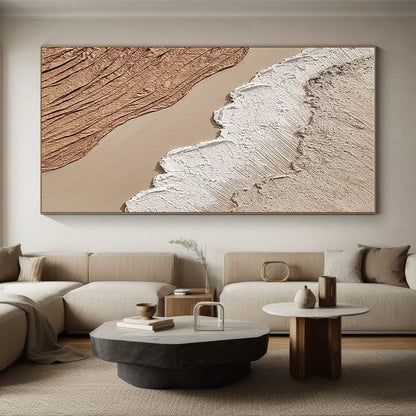 Handmade Art Textured Neutral Tones Landscape-Inspired Abstract Art, Large Contemporary Wall Art HS553