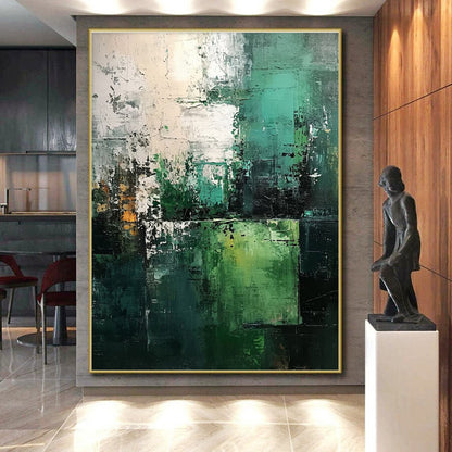 Hand Painting Teal & Gray Abstract Art, Large Size Modern Art Acrylic HS202