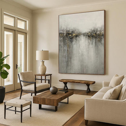 Black, Gray, and White Textured Abstract Painting For Sale WS511