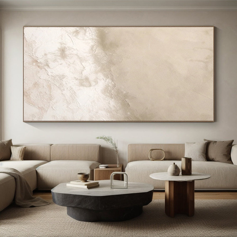 Handmade Art Beige Textured Abstract, Minimalist Canvas Art HS229