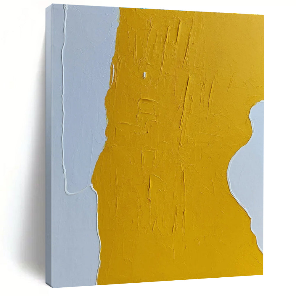 Hand-Painted Yellow & Gray Textured Abstract, Acrylic Modern Art Painting HS261