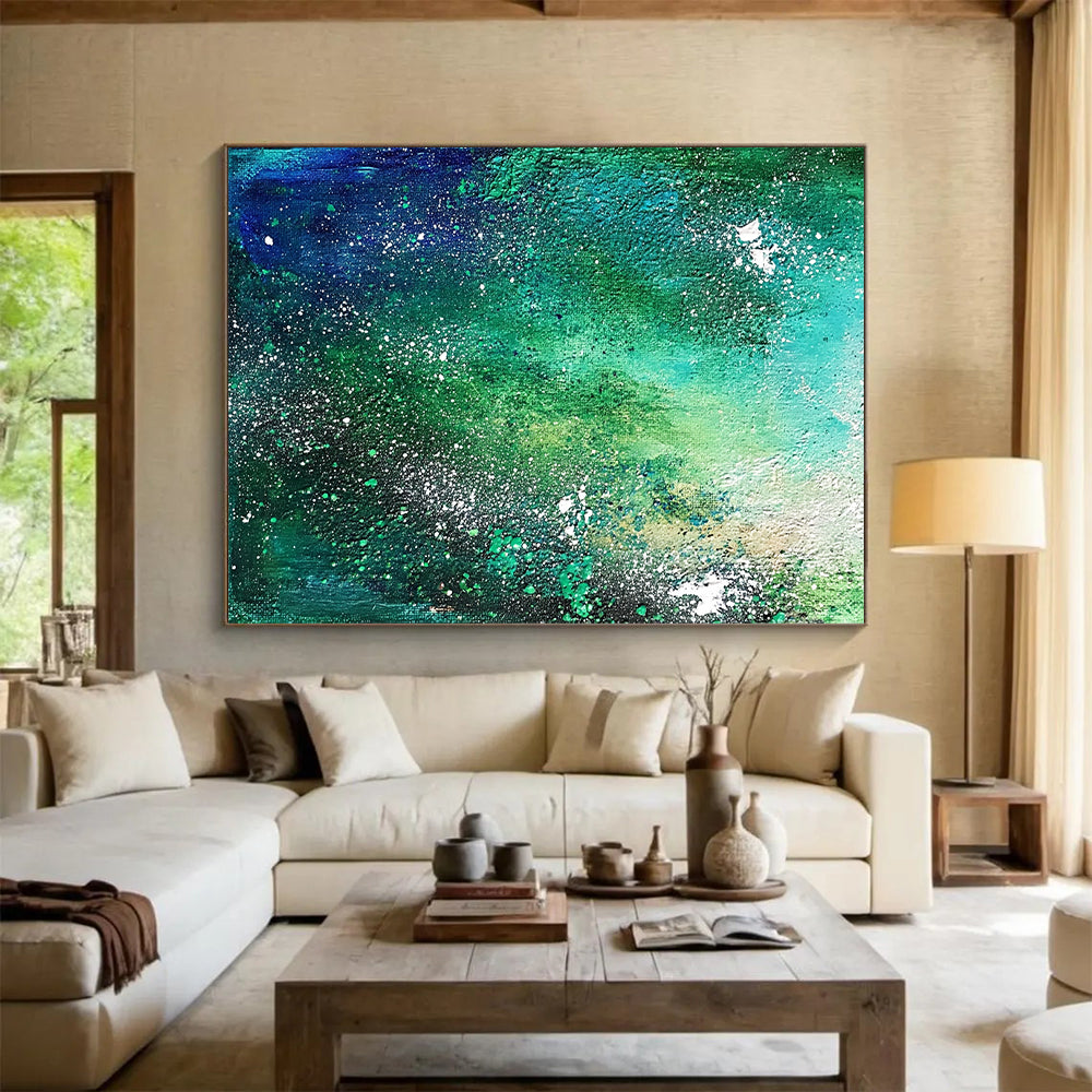 Unique Abstract Paintings Green and Blue Abstract Expressive Painting For Sale HS119