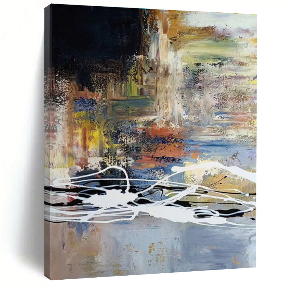 Gaint Canvas Art Multicolor Gestural Abstract, Oversized Abstract Wall Art HS414