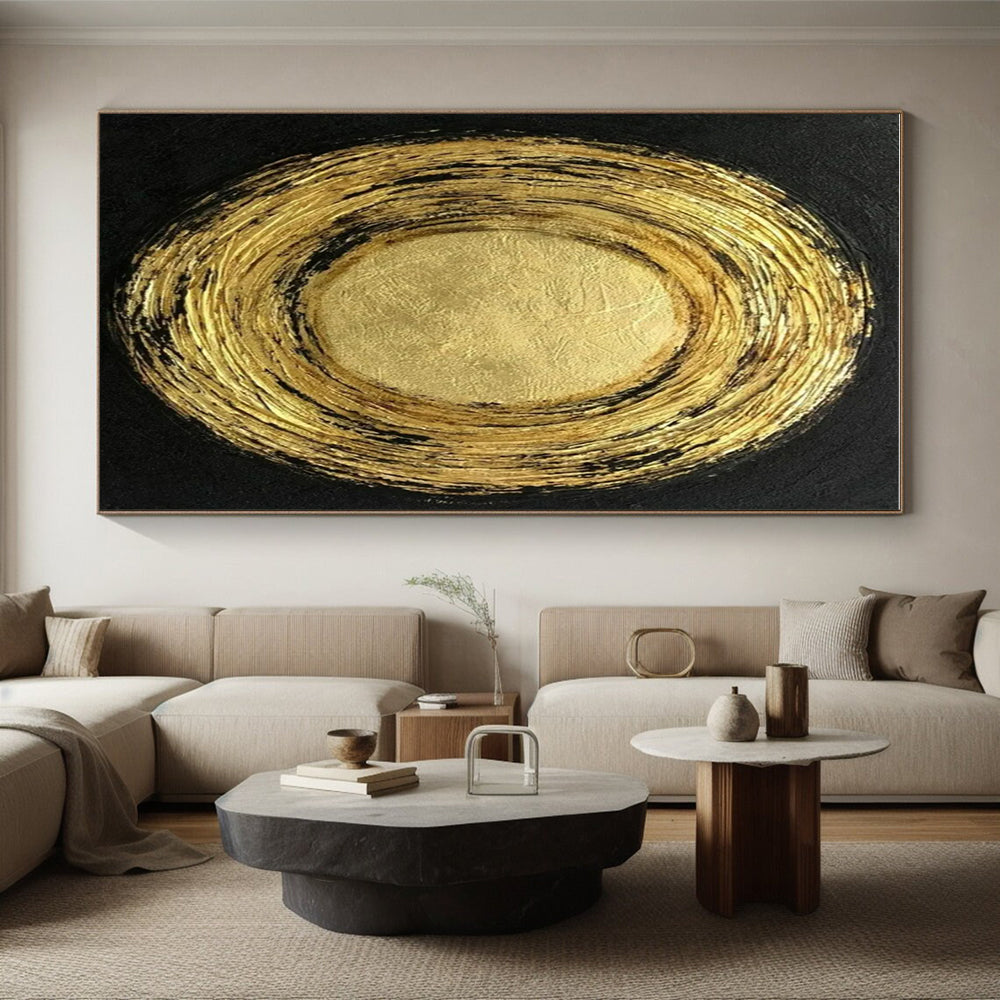 Unique Abstract Art Gold and Black Textured Abstract Painting On Canvas HS805
