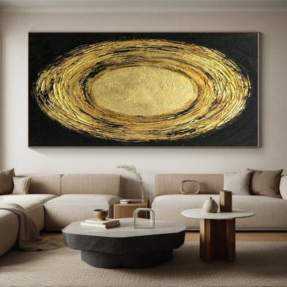 Unique Abstract Art Gold and Black Textured Abstract Painting On Canvas HS805