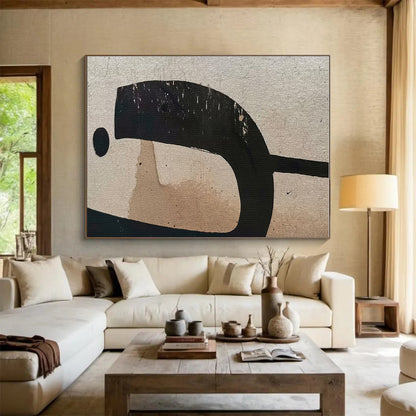 Black, Beige Abstract Painting – Minimalist Acrylic Art WB049