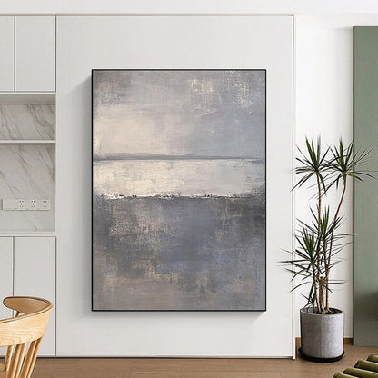 Hand Painted Art Gray Abstract Misty Landscape Painting For Sale HS113