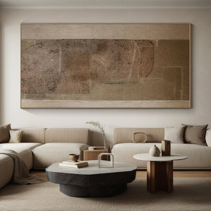 Hand-Painted Art with Brown, Beige and Gray Colors, Textured Abstract Theme HS481