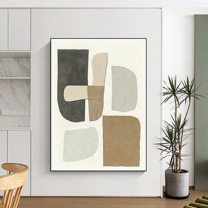 Hand Painting Neutral Geometric Shapes Abstract Art HS186