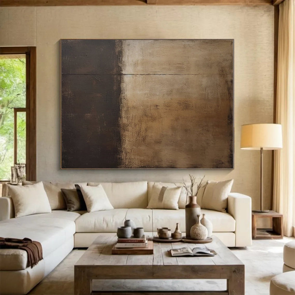 Hand Painted Art Brown and Black Textured Abstract Art HS761