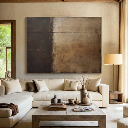 Hand Painted Art Brown and Black Textured Abstract Art HS761