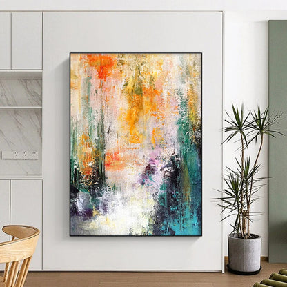 Hand-Painted Multicolor Gestural Abstract, Acrylic Modern Art Painting HS276