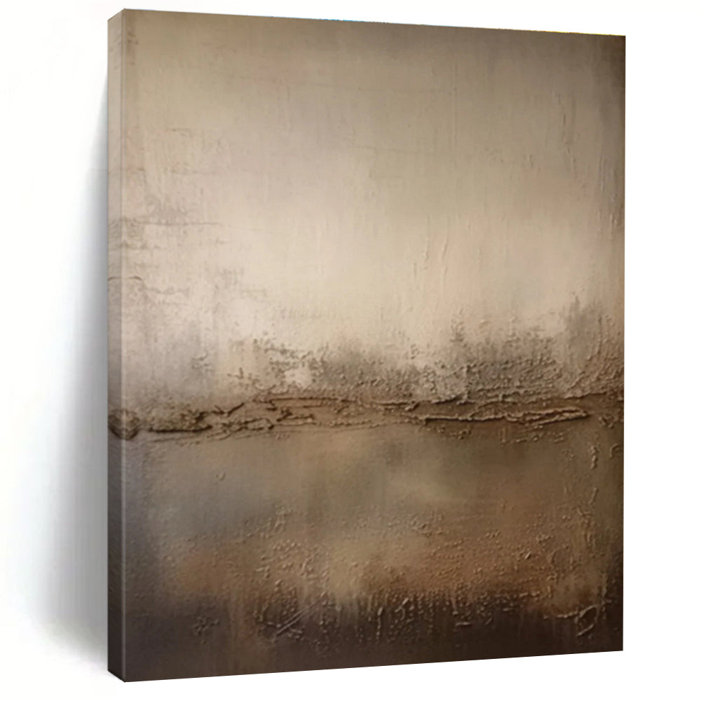 Beige and Brown Textured Minimalist Abstract Painting For Sale Online WS473