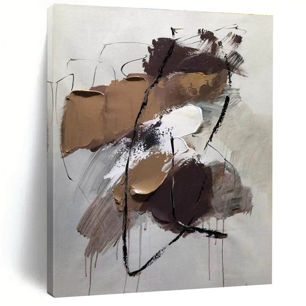 Handmade Art Neutral Tones with Textured Strokes Abstract Art HS584
