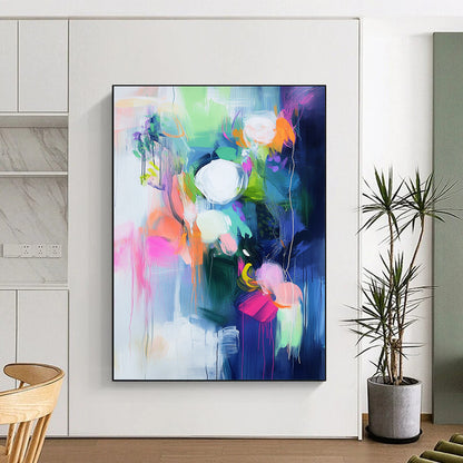 Unique Abstract Art Multicolor Abstract Floral Painting For Sale HS166