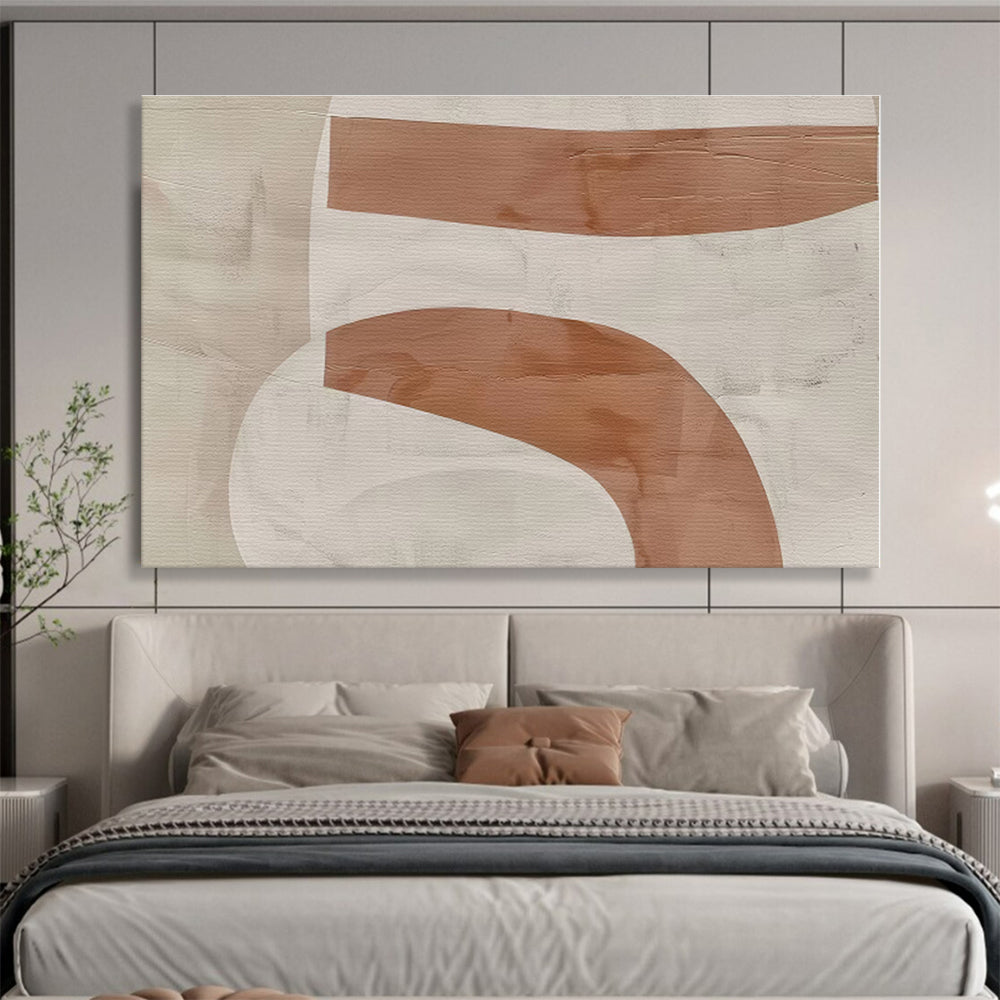 Brown, White Abstract Painting – Geometric Acrylic Art WB050