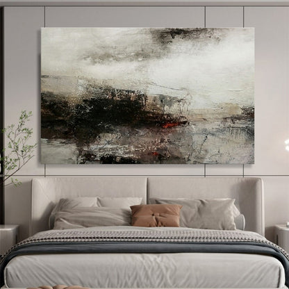 Gray, Black, Beige Abstract Misty Landscape Art For Sale WB391