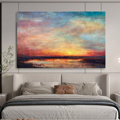 Extra Large Size Beige and Brown Abstract Landscape Painting WB138