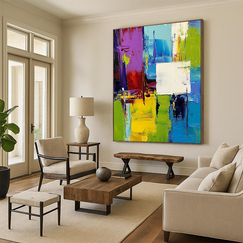 Unique Abstract Art Multicolor Abstract Shape Painting For Sale HS133
