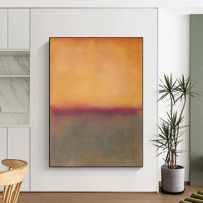 Hand-Painted Orange and Gray Abstract Color Field Painting For Sale HS101