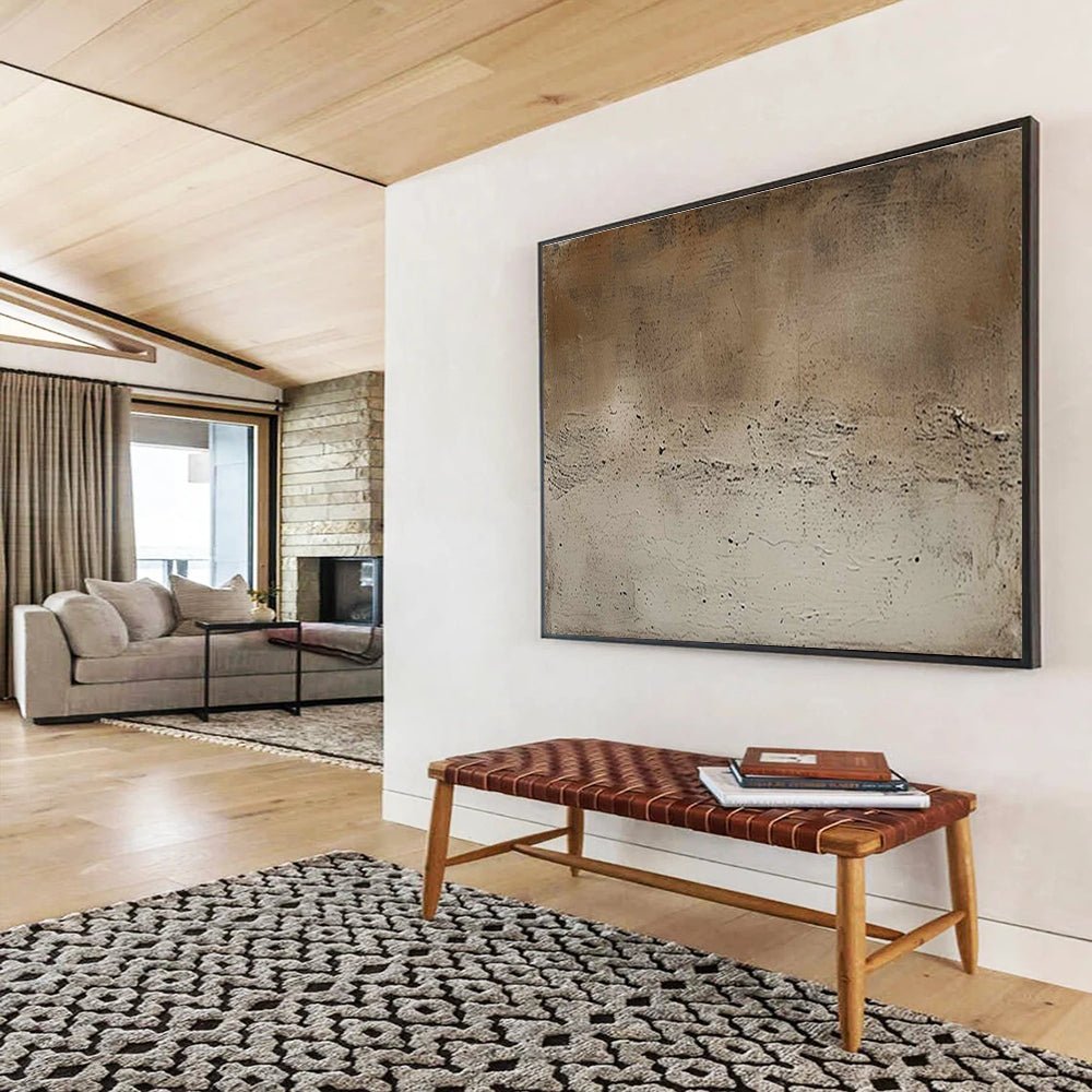 Horizontal Brown and Beige Textured Abstract Art WB227