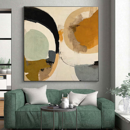 Cool Abstract Paintings Circular Shapes in Warm and Neutral Tones HS579