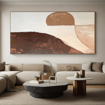 Big Painting Brown, Beige, and White Abstract Organic Shape Painting For Sale HS160
