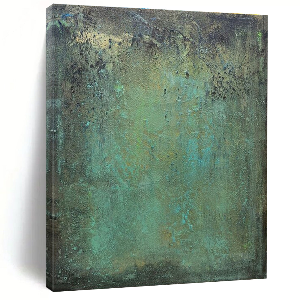 Handmade Art Cool Abstract Paintings with Teal, Green, Brown Textured Layers - Acrylic Modern Art Painting HS532