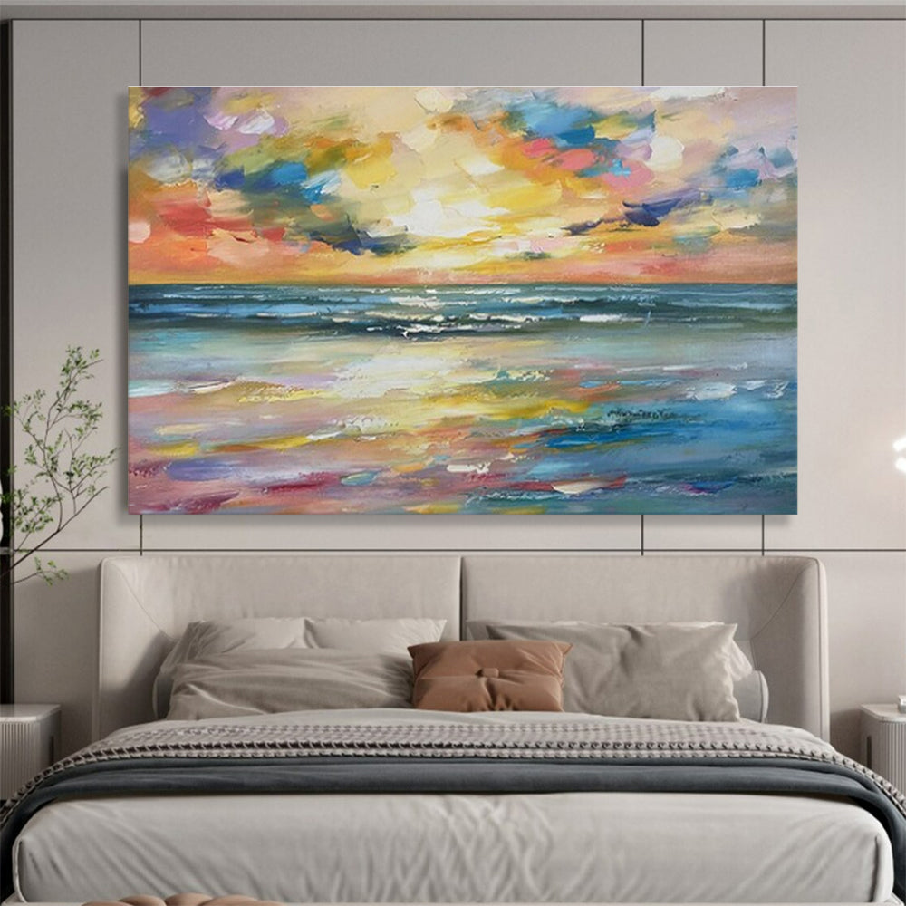 Multicolor Abstract Sunset Seascape Art For Sale WB405