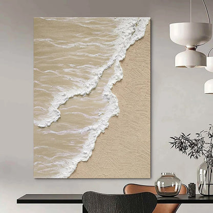Gray, Green, and White Textured Coastal Abstract Painting For Sale Online WS479
