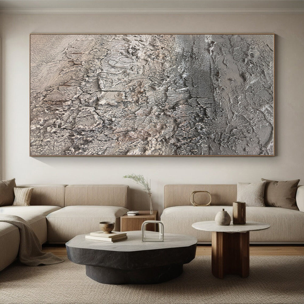 Unique Abstract Art Gray Textured Abstract, Large Contemporary Wall Art HS302