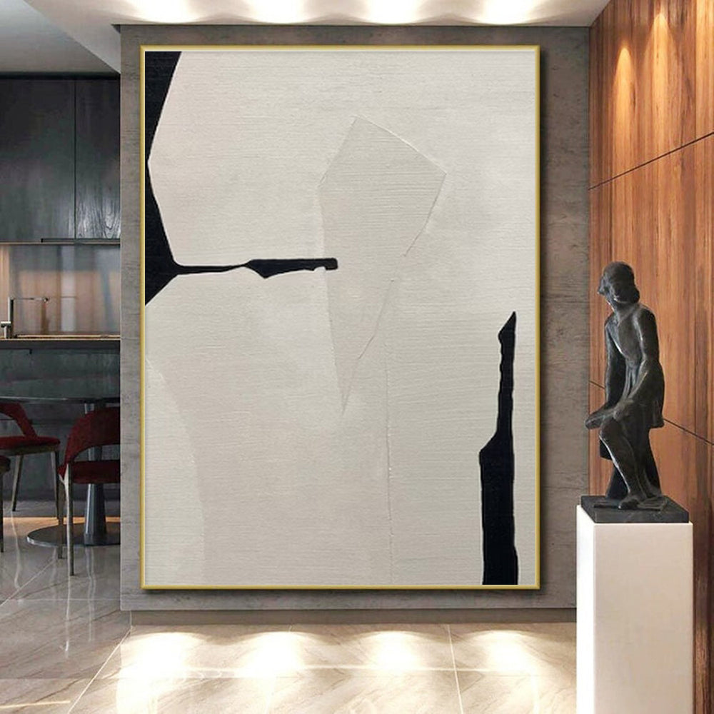 Minimalist Canvas Art Black and White Geometric Abstract Painting On Canvas HS794