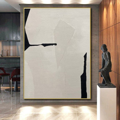 Minimalist Canvas Art Black and White Geometric Abstract Painting On Canvas HS794