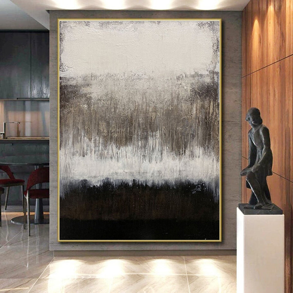 Oversized Abstract Wall Art Gray and Black Textured Abstract Art HS699