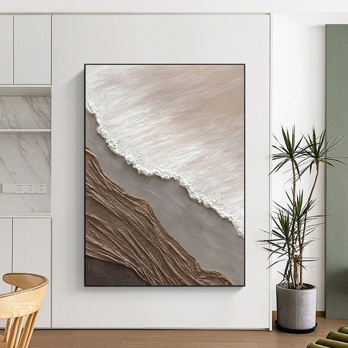 Hand Painted Art Neutral Tones with Textured Layers Abstract Art HS571