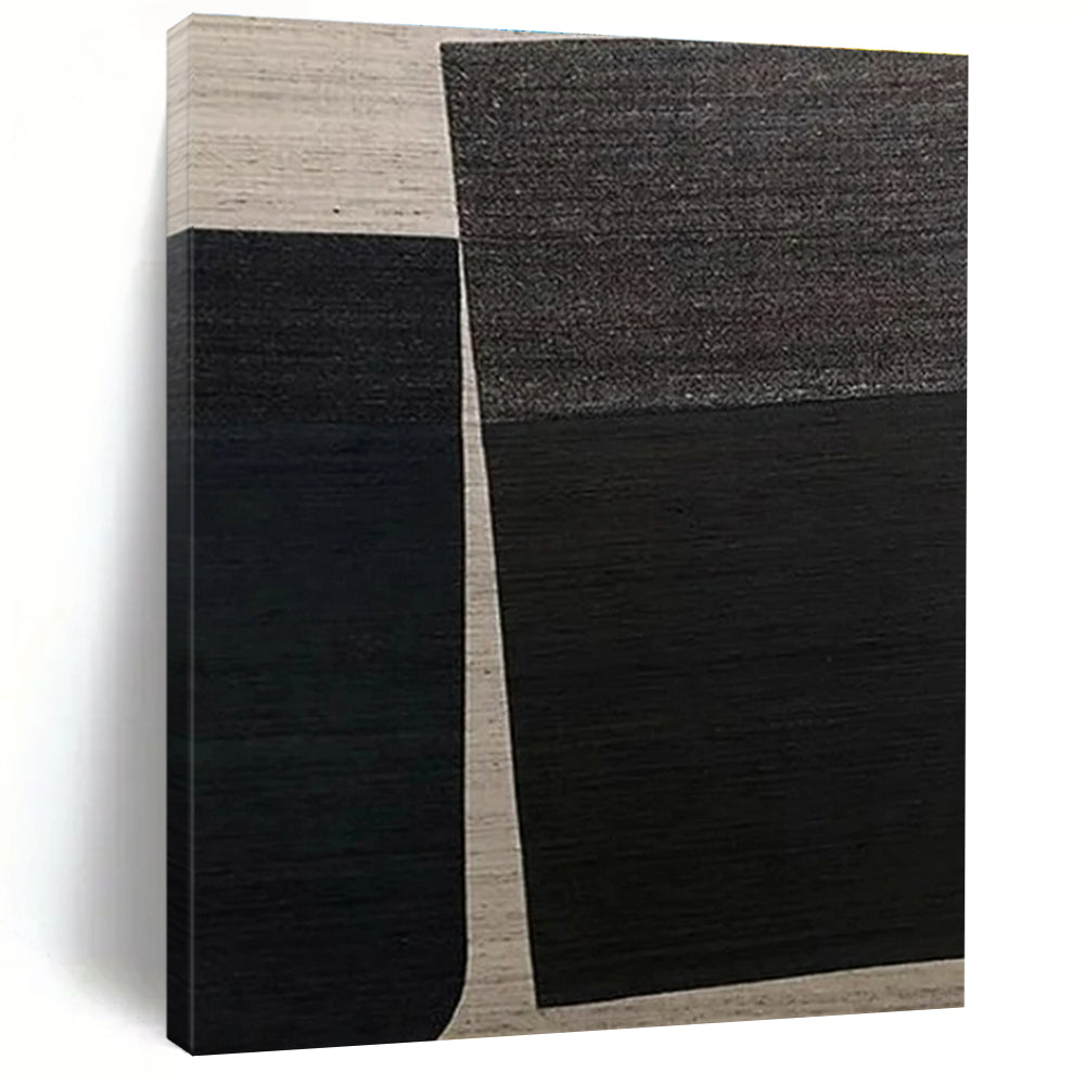 Huge Size Black and Beige Geometric Abstract Art, Large Painting In Living Room HS549