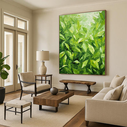 Hand-Painted Green Leafy Abstract, Acrylic Modern Art Painting HS341