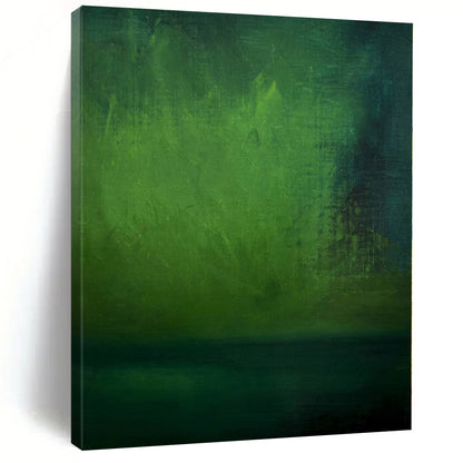 Hand-Painted Green Abstract Misty Landscape Painting For Sale HS042