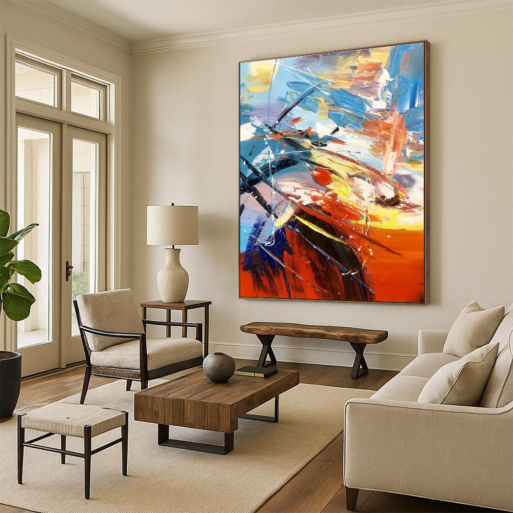 Unique Abstract Art Multicolor Energetic Abstract Expressionist Art HS404