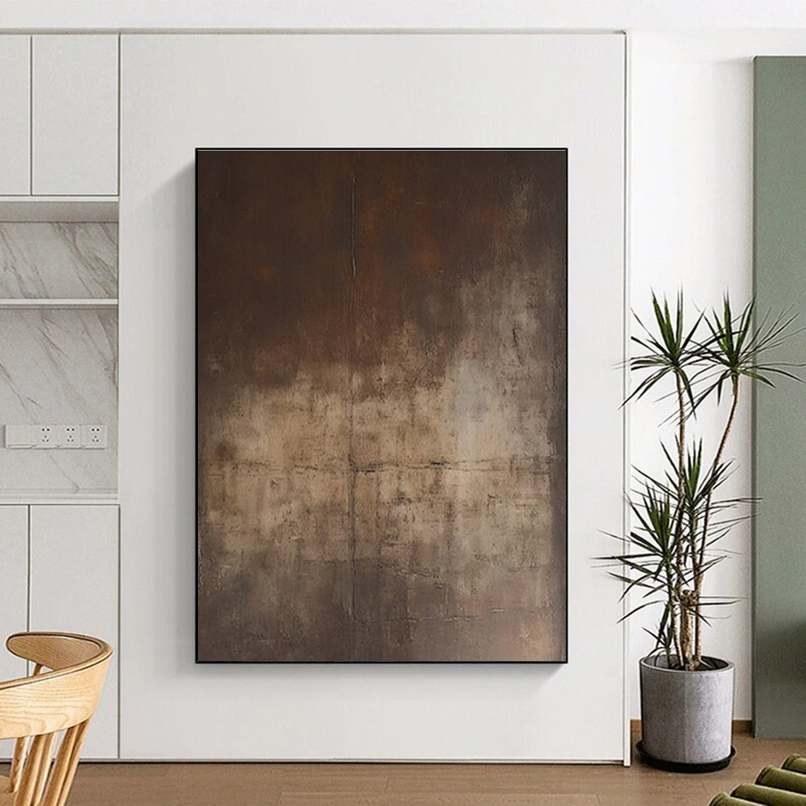 Unique Abstract Art Brown and Beige Textured Abstract Art HS760