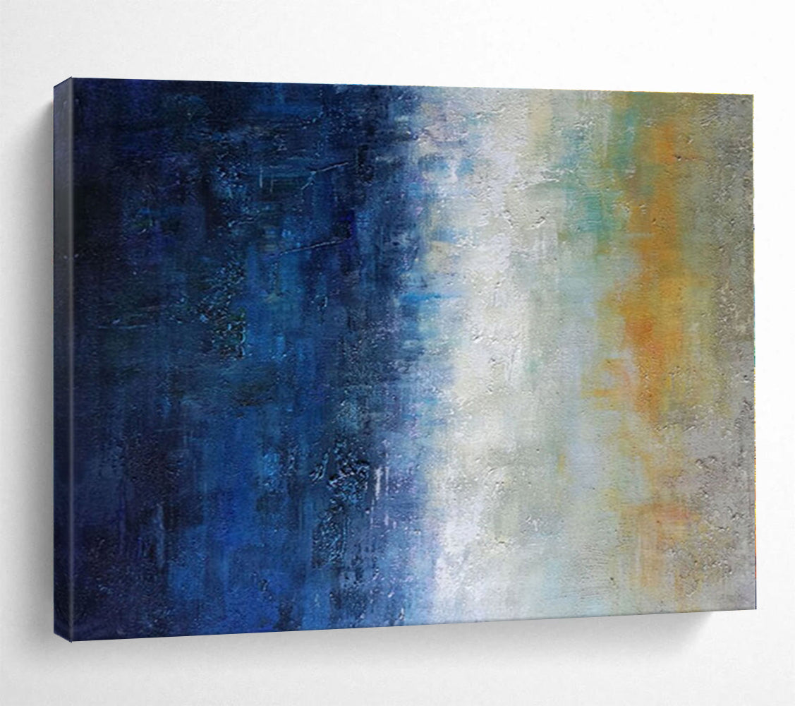 Huge Size Blue, White and Yellow Abstract Gradient Painting WB153