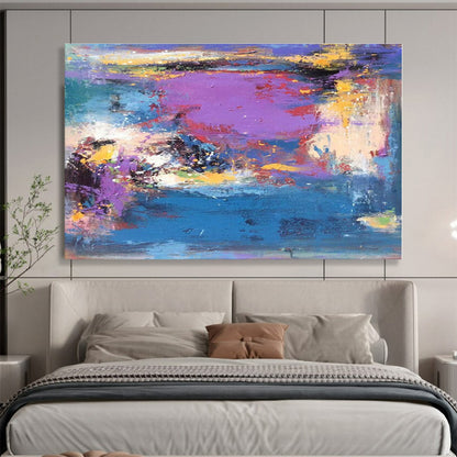 Huge Size Vibrant Purple and Blue Abstract Landscape Painting WB054