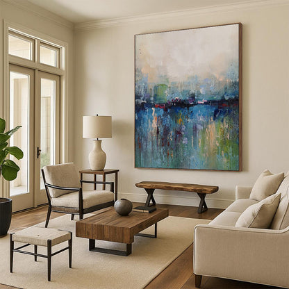 Multicolor Abstract Cityscape Painting For Sale Online WS493