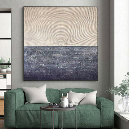 Large Size Beige & Gray Textured Abstract Horizon Art HS398