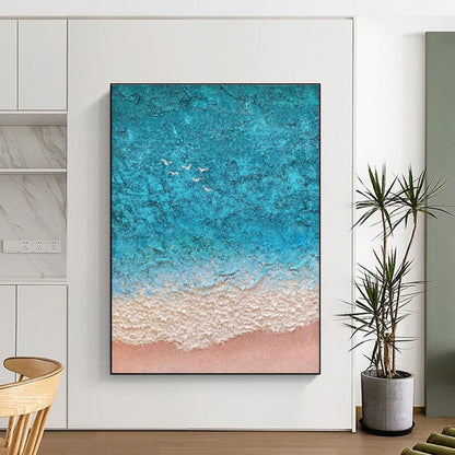 Oversized Abstract Wall Art with Gray, Beige and Blue Colors, Textured Abstract Theme HS497