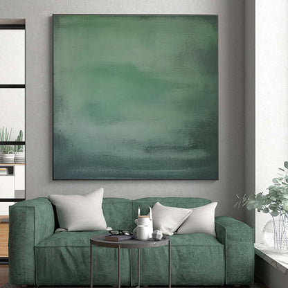 Hand-Painted Unique Abstract Art with Shades of Green, Soft Blurry Textures - Acrylic Modern Art Painting HS501